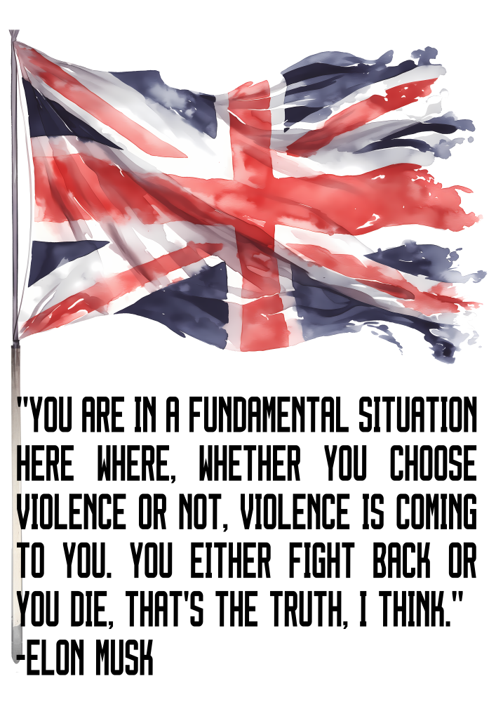 Unite The Kingdom - Fight back or die! Elon Musk Speech Tee-shirt - Image 2